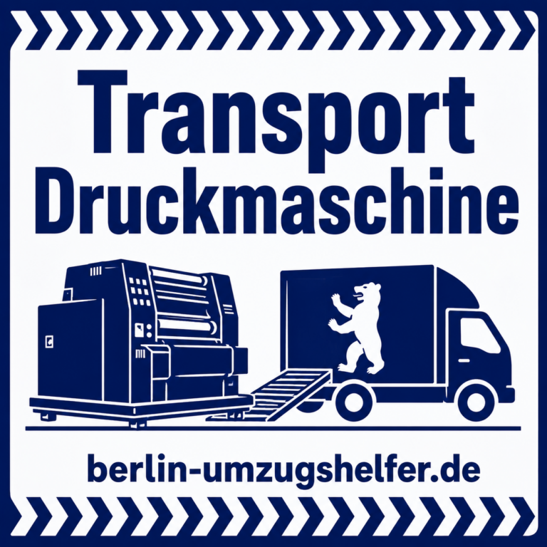 Titelbild für Transport Druckmaschine Berlin von Berlin Umzugshelfer mit Hinweis auf sicheren Spezialtransport schwerer Druckmaschinen