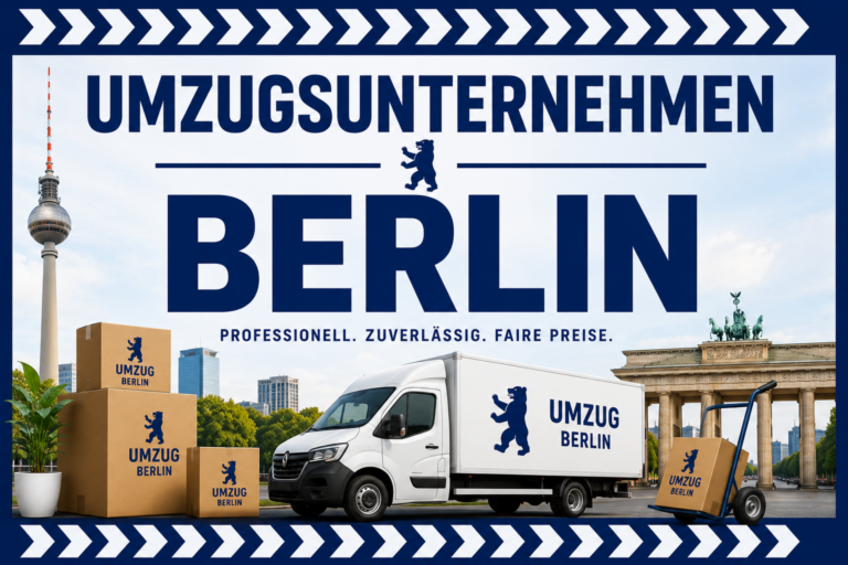 Umzugsunternehmen Berlin von Berlin Umzugshelfer mit Hinweis auf professionelle Umzüge, Transport und Umzugshilfe in Berlin